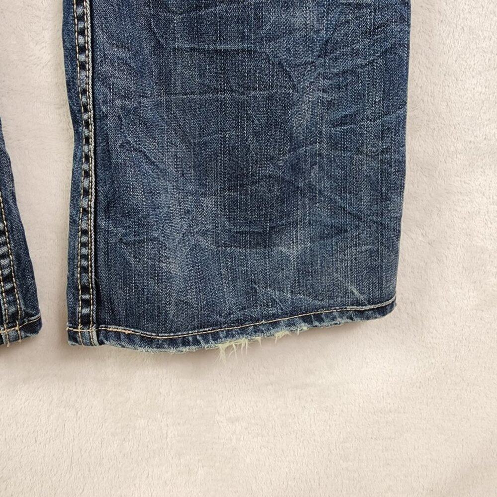 1921 Flare Jeans Women 31/34 Japanese Denim Factory Distressed Patches Stitching - Picture 8 of 13